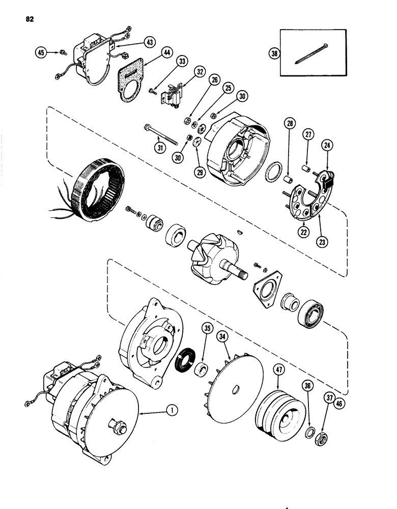 Схема запчастей Case 1080 - (082) - R36587 ALTERNATOR, 504BDT DIESEL ENGINE (55) - ELECTRICAL SYSTEMS