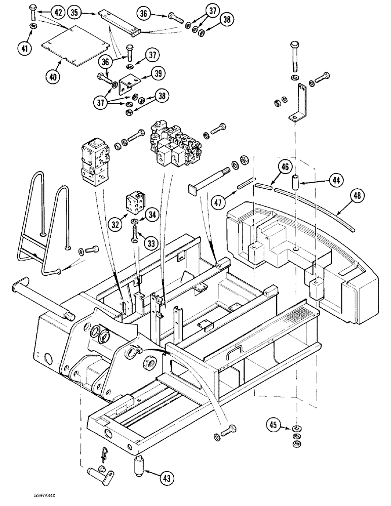 Схема запчастей Case 170C - (9-010) - TURNTABLE AND COUNTERWEIGHT, P.I.N. 02371 AND AFTER (09) - CHASSIS