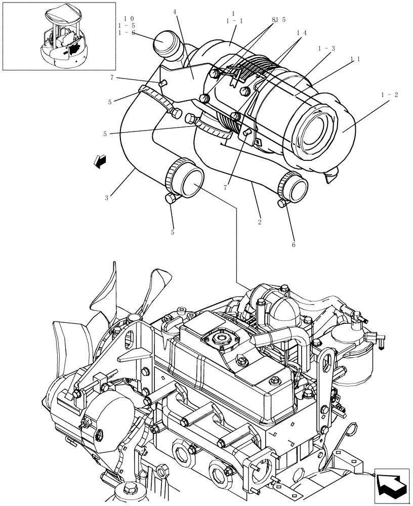 Схема запчастей Case CX31B - (043-01[1]) - AIR CLEANER (W ELEMENT) (10) - ENGINE