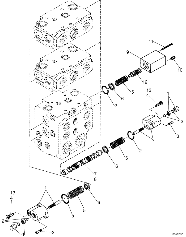 Схема запчастей Case 721D - (08-17D) - VALVE SECTION - BUCKET/BOOM/OPTIONAL SPOOLS (4 SPOOL VALVE) (Z-BAR) - IF USED (08) - HYDRAULICS