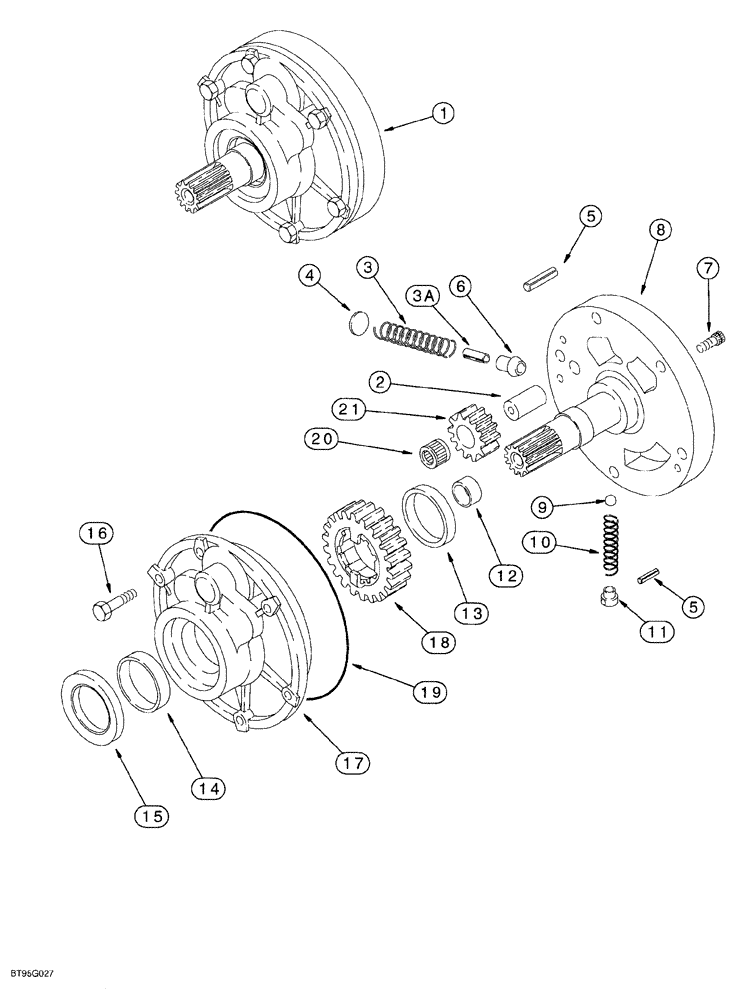 Схема запчастей Case 580SL - (6-040) - CARRARO TRANSMISSION ASSY, OIL PUMP, 2 OR 4 WHEEL DRIVE, MODELS WITHOUT POWERSHIFT TRANSMISSION (06) - POWER TRAIN