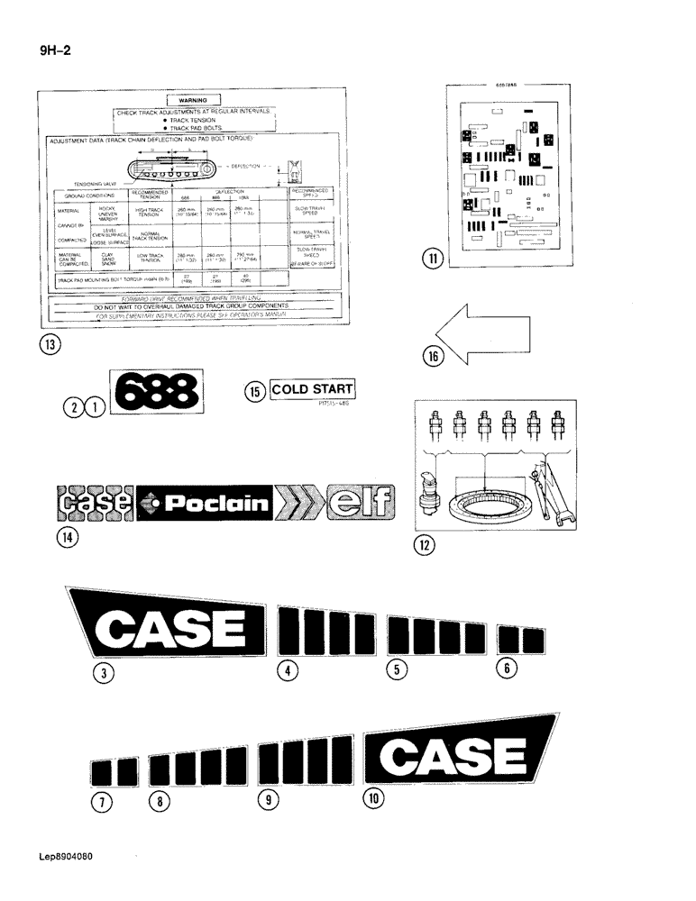 Схема запчастей Case 688 - (9H-02) - DECALS (09) - CHASSIS