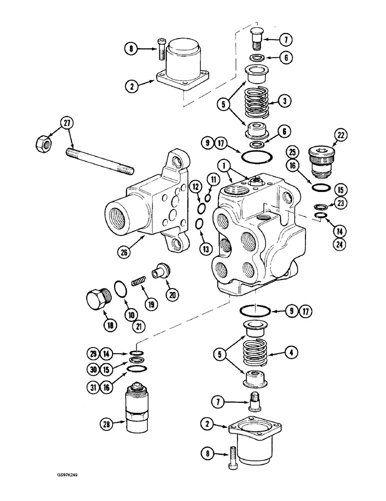 Схема запчастей Case 888 - (8C-52) - SWING CONTROL VALVE, P.I.N. 15497 AND AFTER, P.I.N. 106801 AND AFTER (08) - HYDRAULICS