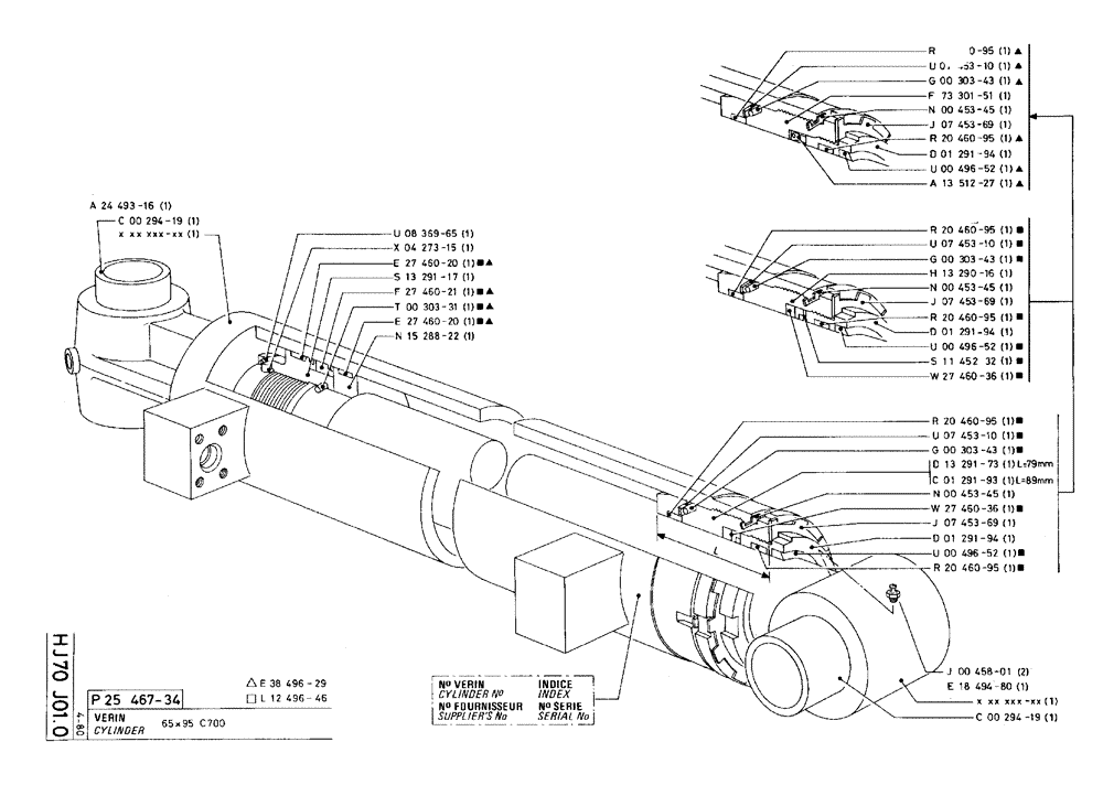 Схема запчастей Case 75C - (HJ070 J01.0) - CYLINDER - 65 X 95 C700 (07) - HYDRAULIC SYSTEM