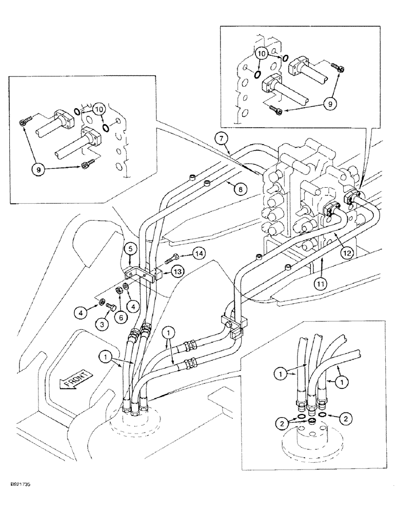 Схема запчастей Case 9030 - (6-14) - TRACK DRIVE HYDRAULIC CIRCUIT, CONTROL VALVE TO HYDRAULIC SWIVEL (06) - POWER TRAIN