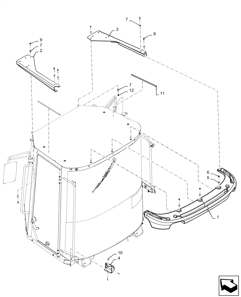 Схема запчастей Case 1021F - (90.160.05) - CAB - EXTERIOR TRIM (90) - PLATFORM, CAB, BODYWORK AND DECALS