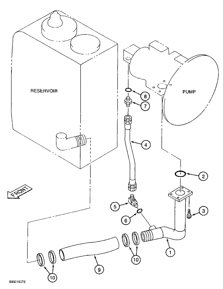 Схема запчастей Case 9020B - (8-006) - RESERVOIR TO PUMP SUCTION LINE (08) - HYDRAULICS