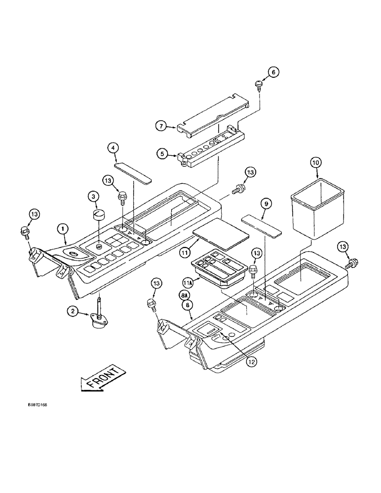 Схема запчастей Case 9020B - (9-032) - CONSOLE BOX, CONTROL PANEL ASSEMBLIES (09) - CHASSIS