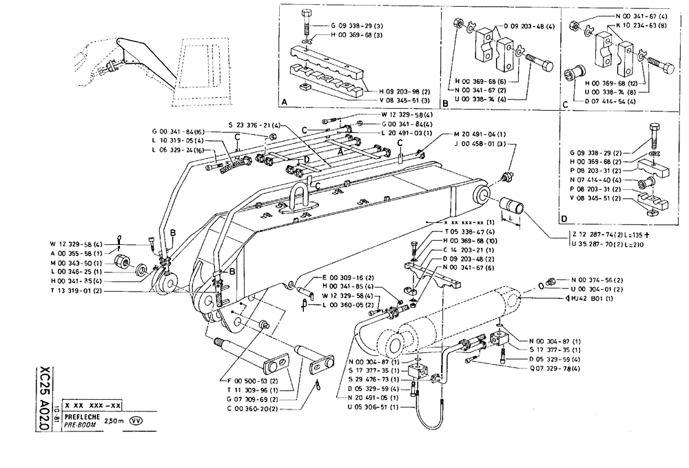 Схема запчастей Case 75C - (XC25 A02.0) - PRE-BOOM - 2,50 M, JIB CYLINDER (09) - BOOMS