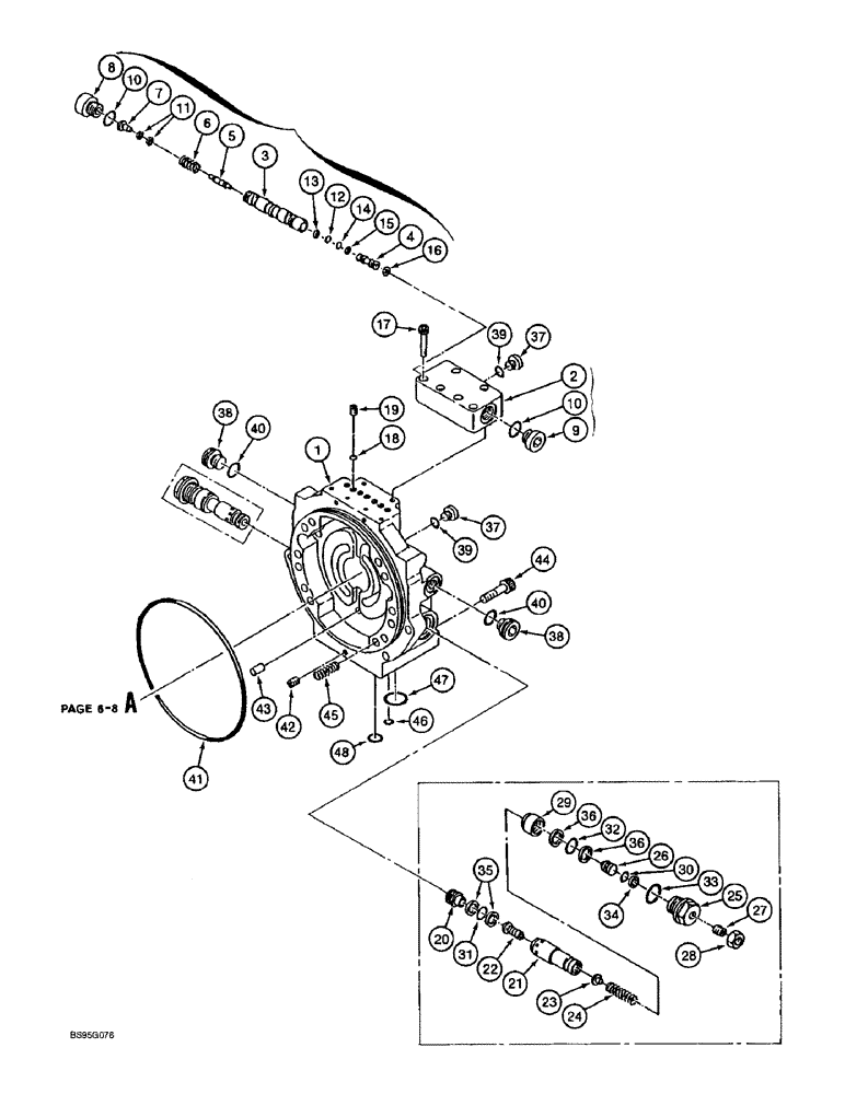 Схема запчастей Case 9060B - (6-10) - TRACK DRIVE MOTOR - CONTINUED, REAR COVER AND VALVES (06) - POWER TRAIN