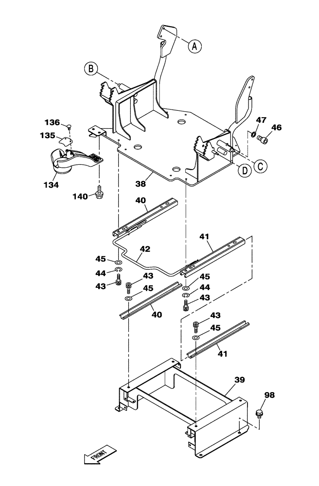 Схема запчастей Case CX250C - (09-016[00]) - OPERATORS COMPARTMENT - BOX - GUIDE, SLIDE (09) - CHASSIS/ATTACHMENTS