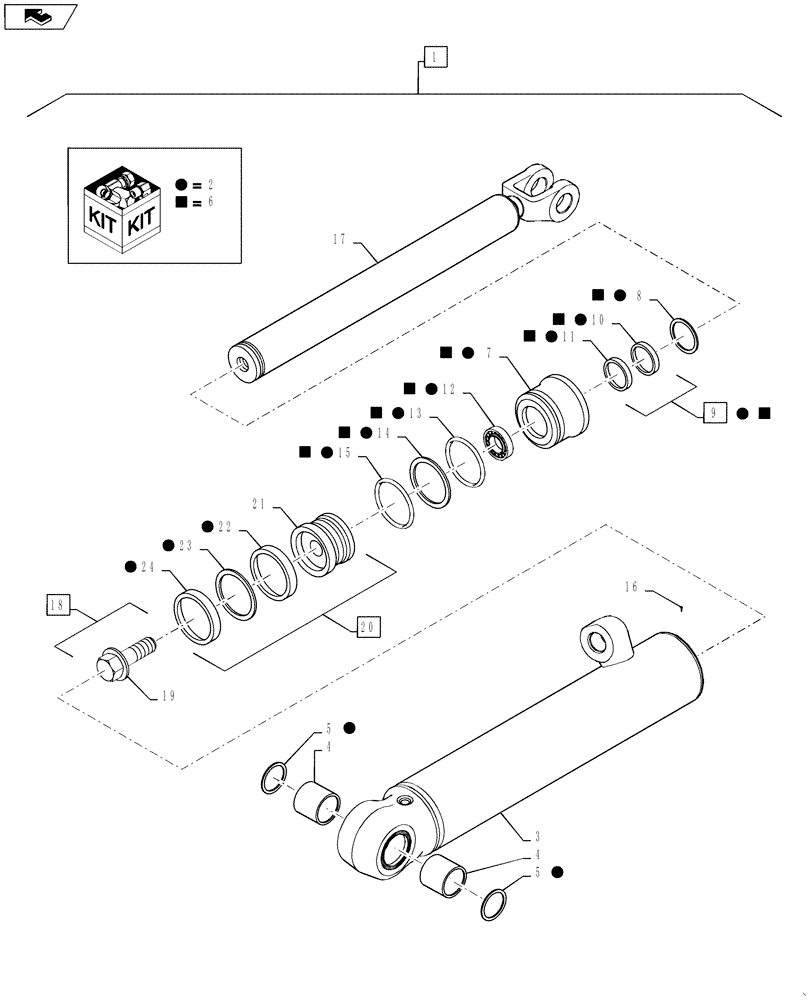 Схема запчастей Case 521F - (39.105.02[02]) - LIFT CYLINDER X/T (39) - FRAMES AND BALLASTING