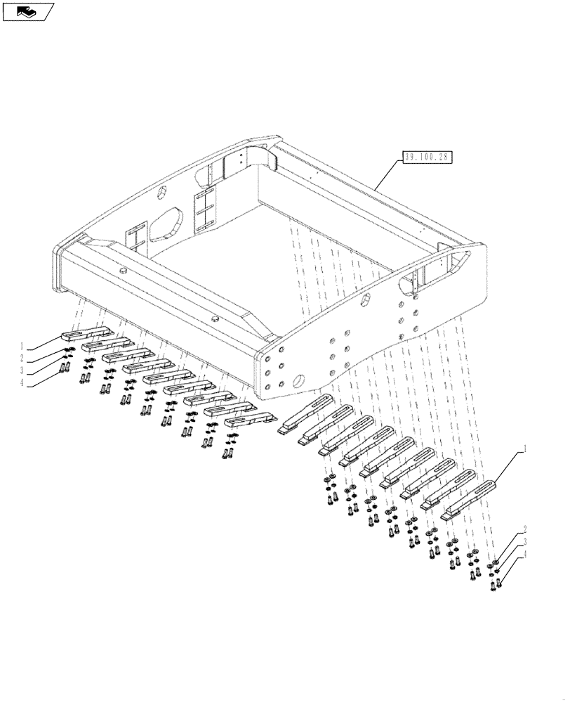 Схема запчастей Case SV216 - (39.100.24[02]) - SCRAPER, PAD FOOT DRUM (GROUP 57) (84420101) - NARROW VERSION (39) - FRAMES AND BALLASTING