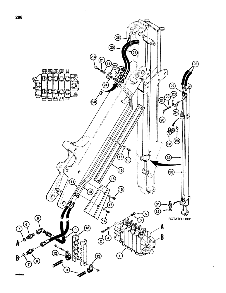 Схема запчастей Case 580SD - (296) - BACKHOE EXTENDABLE DIPPER HYDRAULIC CIRCUIT (08) - HYDRAULICS