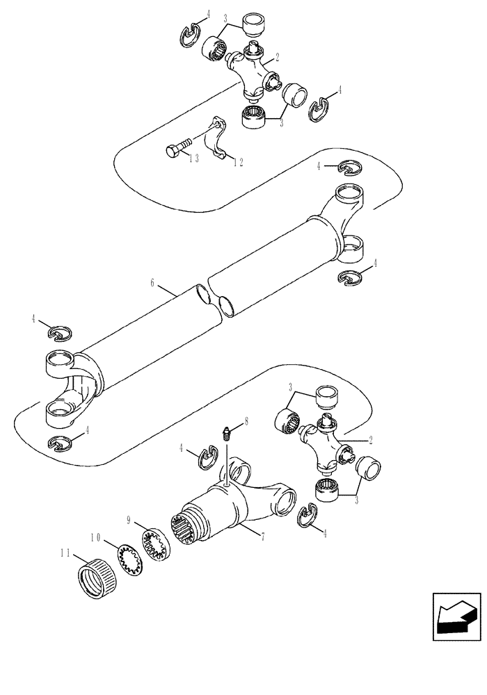 Схема запчастей Case 580SM - (25.100.16) - DRIVE SHAFT, FRONT AXLE (25) - FRONT AXLE SYSTEM