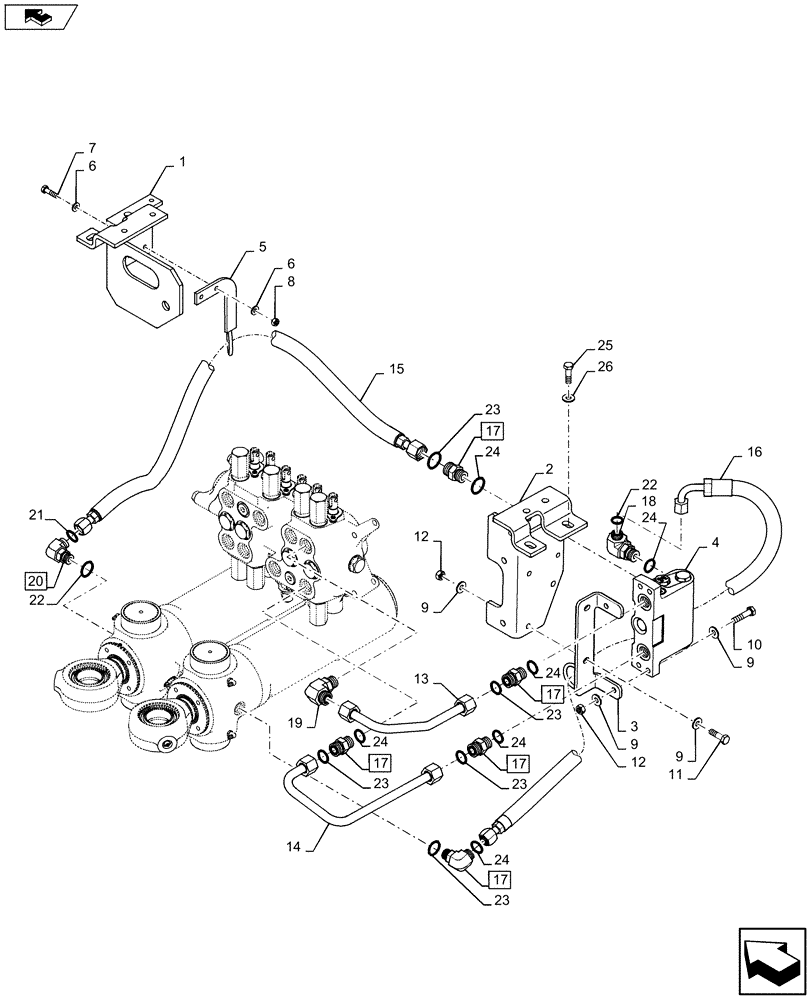 Схема запчастей Case 590SN - (35.726.31[02]) - VALVE INSTALL - SWING CUSHION (DAMPENING) (35) - HYDRAULIC SYSTEMS