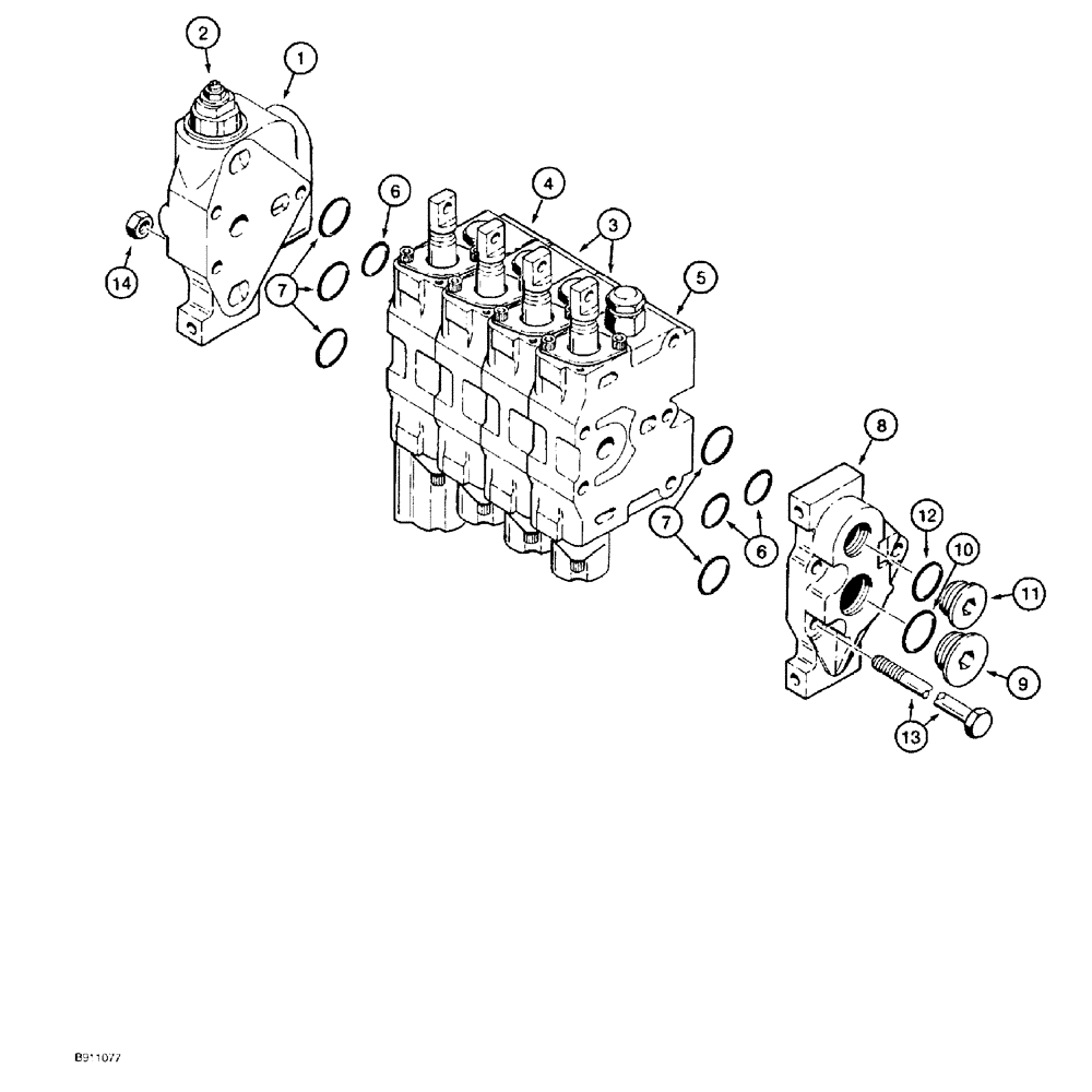 Схема запчастей Case 550G - (8-36) - FOUR SPOOL CONTROL VALVE (07) - HYDRAULIC SYSTEM