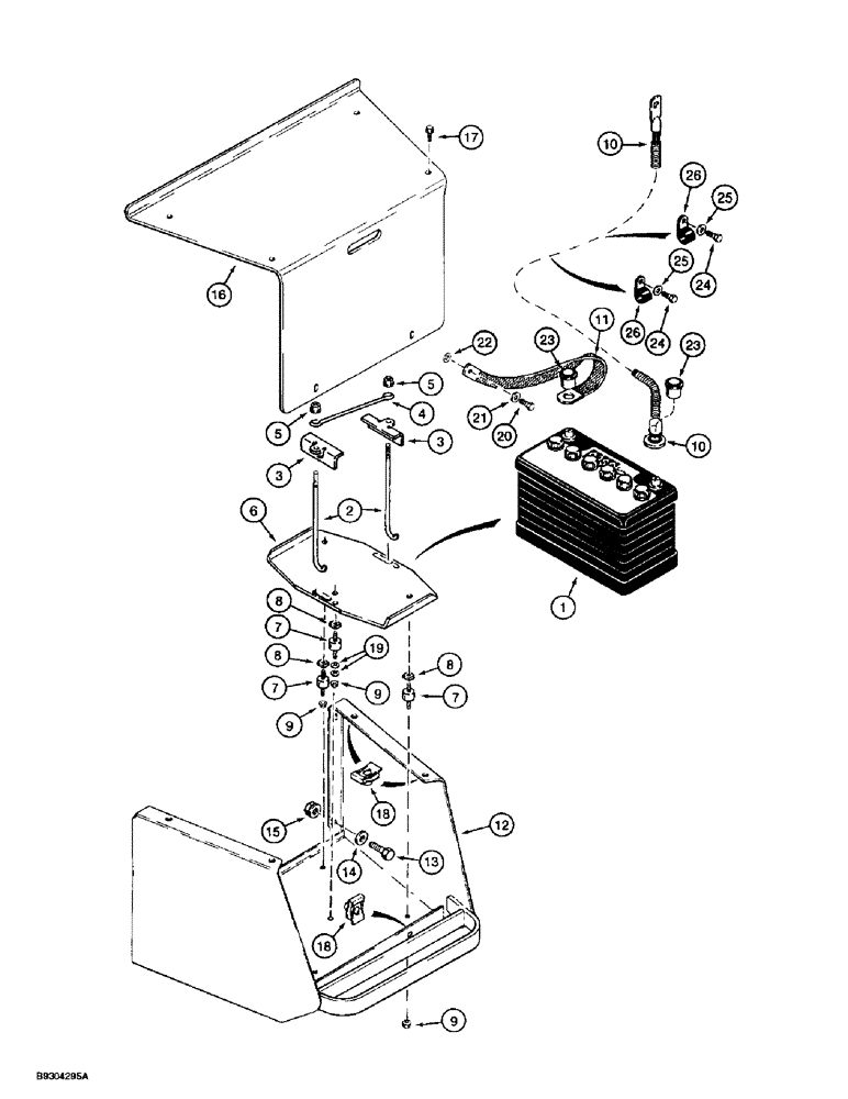 Схема запчастей Case 560 - (4-08) - BATTERY, MOUNTING AND CABLES (04) - ELECTRICAL SYSTEMS