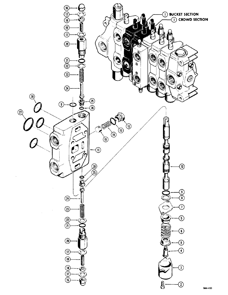 Схема запчастей Case 36 - (50) - D40757 BACKHOE BUCKET AND CROWD SECTION 