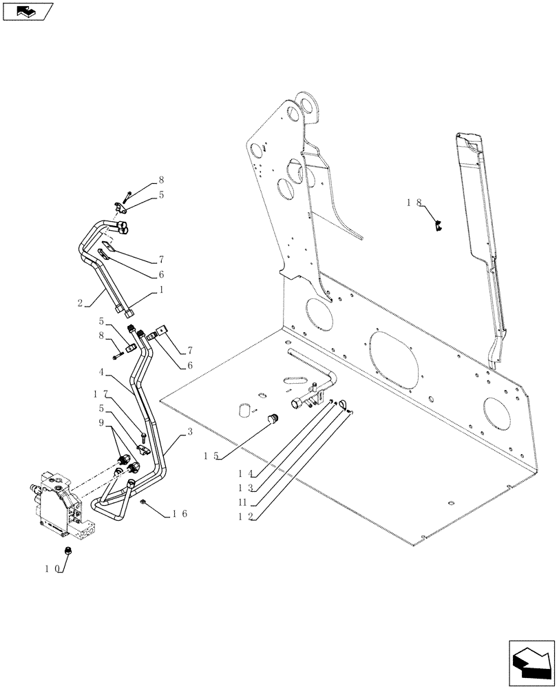 Схема запчастей Case SV185 - (35.734.AH[03]) - AUX HYD, STD, CHASSIS PLUMBING (SV185) (35) - HYDRAULIC SYSTEMS