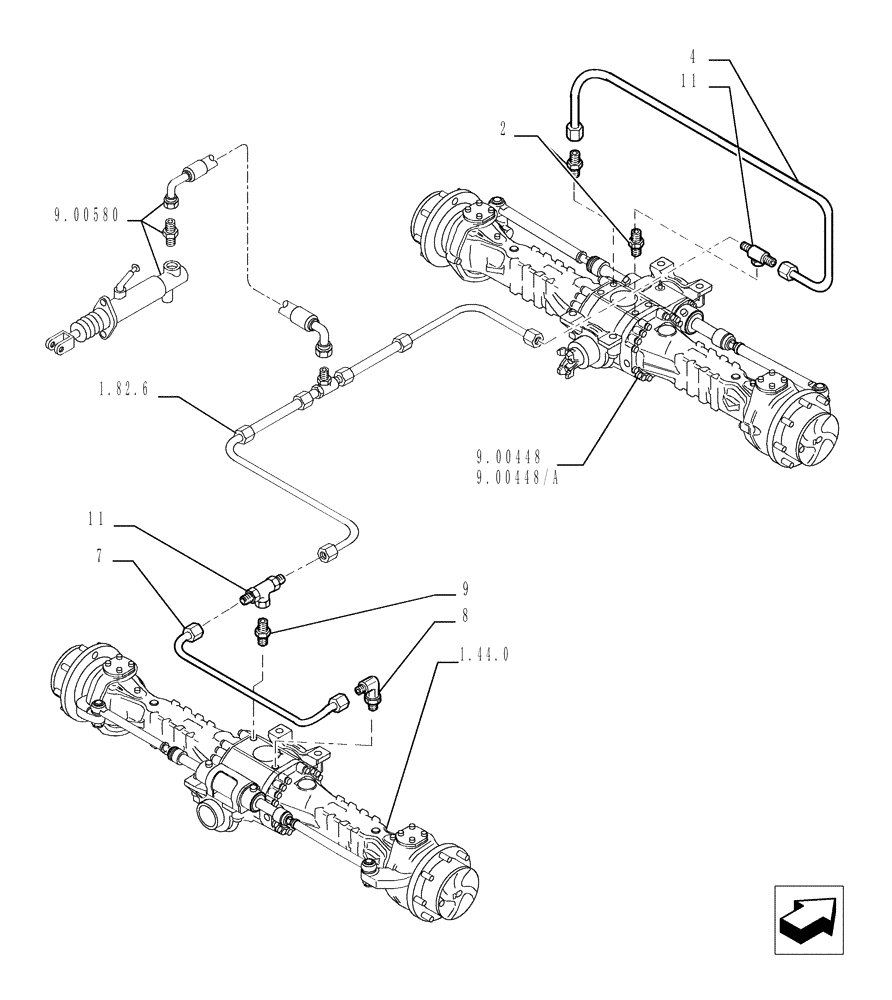 Схема запчастей Case TX742 - (1.65.0[01]) - BRAKE SYSTEM (33) - BRAKES & CONTROLS