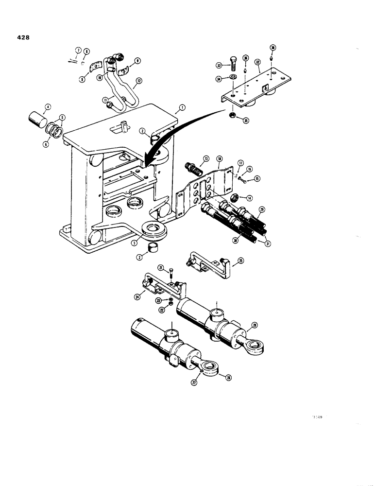 Схема запчастей Case 35 - (428) - SIDE SHIFT BACKHOE FRAME AND RELATED PARTS, LATE PRODUCTION 