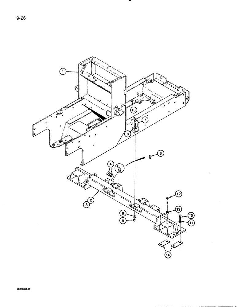 Схема запчастей Case 455C - (9-26) - ENGINE FRAME FOR DOZER AND DRAWBAR MODELS, FRONT CROSSMEMBER FOR ALL 64 INCH GAUGE LGP MODELS (09) - CHASSIS/ATTACHMENTS