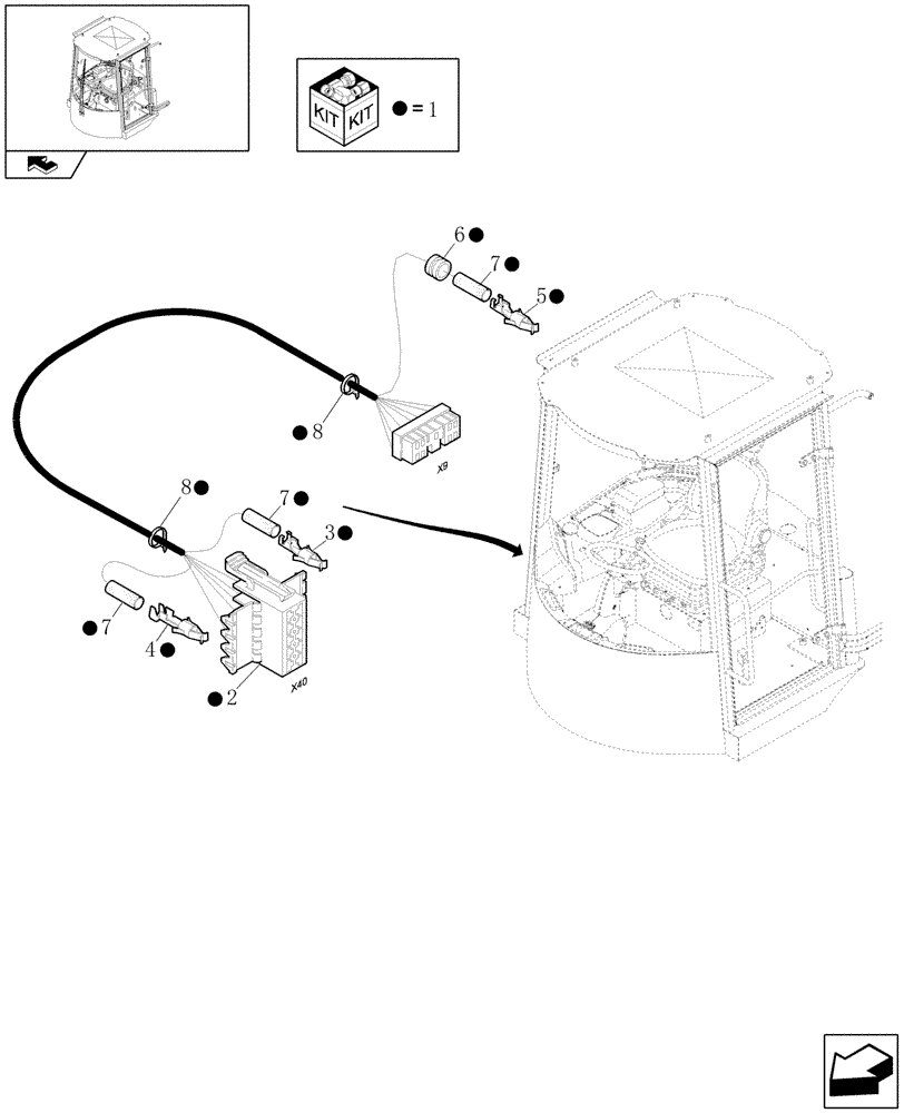 Схема запчастей Case 321E - (153[02]) - ANTI-START DEVICE: ELECTRIC WIRING (18) - VARIATIONS