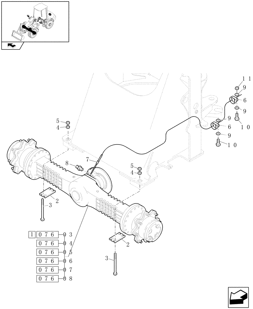 Схема запчастей Case 21E - (076[02]) - 20 KM/H FRONT RIGID AXLE (04) - FRONT AXLE