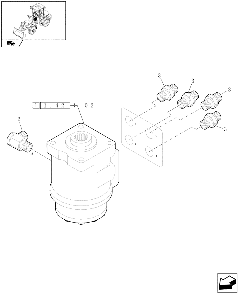 Схема запчастей Case 21E - (1.42.1[01]) - STEERING VALVE ASSY SET (04) - FRONT AXLE