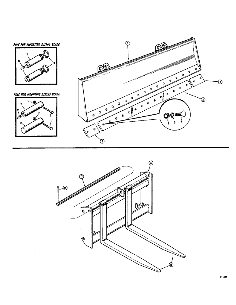 Схема запчастей Case 26 - (022) - LOADER BLADE, USED WITH DUAL TILT CYLINDERS ONLY 