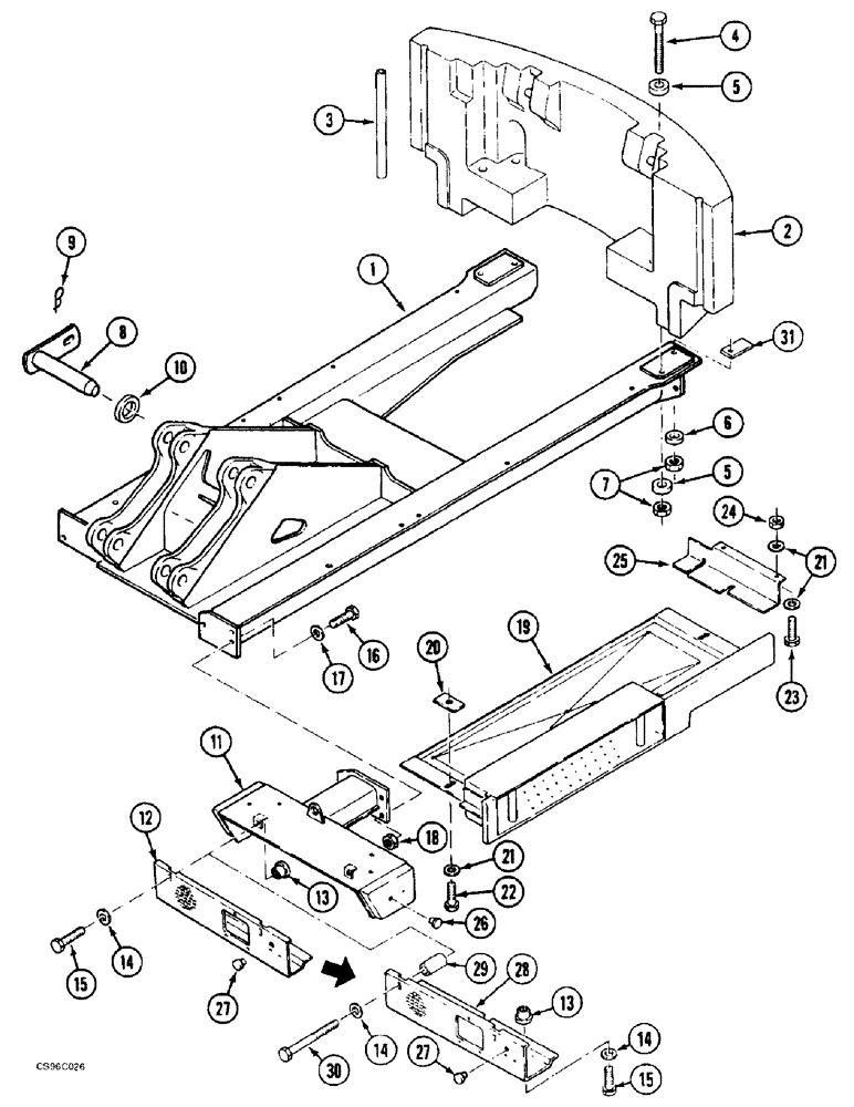 Схема запчастей Case 688BCK - (9A-04) - UPPERSTRUCTURE CHASSIS, 688B CK (120301-120534, 120536-120605) (05.1) - UPPERSTRUCTURE CHASSIS/ATTACHMENTS