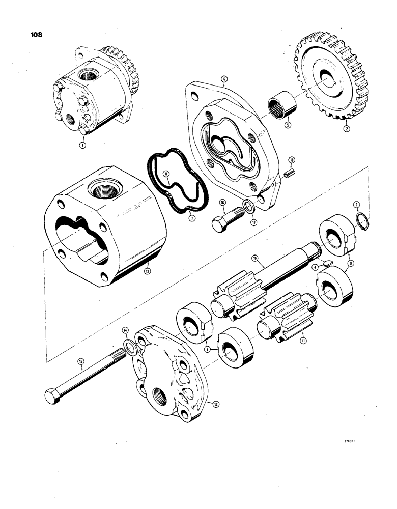 Схема запчастей Case 850 - (108) - D49432 AND R30678 TORQUE CONVERTER PUMPS, USED ON R26076 & R26075 TORQUE CONVERTERS (03) - TRANSMISSION