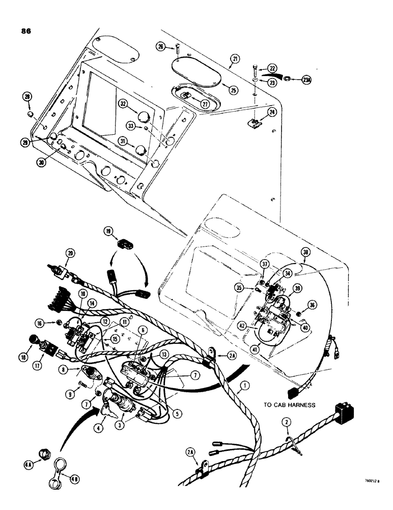 Схема запчастей Case 580C - (086) - ELECTRICAL SYSTEM, MAIN HARNESS & INSTRUMENT PANEL, MODELS W/O FLASHER LIGHTS, BEFORE S/N 8958213 (04) - ELECTRICAL SYSTEMS