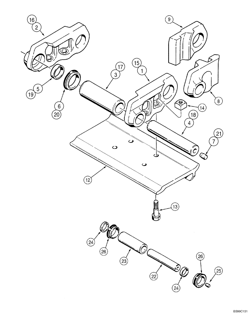 Схема запчастей Case 550H-IND - (05-09) - TRACK CHAIN, CASE LUBRICATED, EACH MASTER LINK HAS ONE BOLT HOLE (11) - TRACKS/STEERING