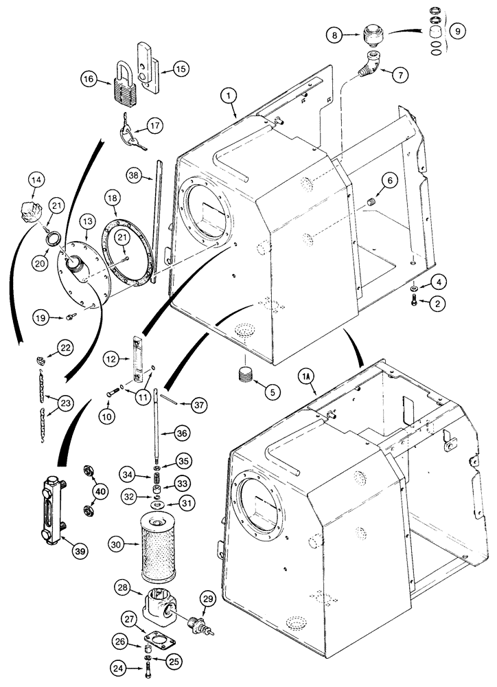 Схема запчастей Case 850E - (8-002) - HYDRAULIC RESERVOIR (08) - HYDRAULICS