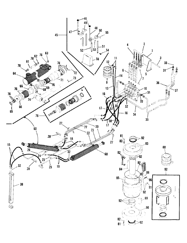 Схема запчастей Case D175 - (08) - HYDRAULIC LINES, BOOM AND CROWD CYLINDER, ROTARY CYLINDER 