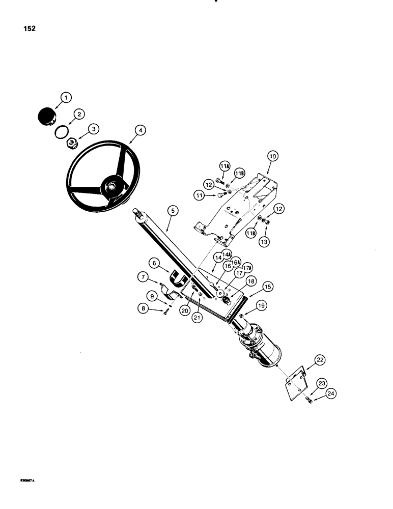 Схема запчастей Case 580E - (152) - STEERING WHEEL AND COLUMN (05) - STEERING