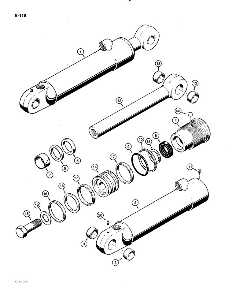 Схема запчастей Case 480E - (8-118) - G102294 BACKHOE STABILIZER CYLINDERS, 480E MODELS ONLY (08) - HYDRAULICS