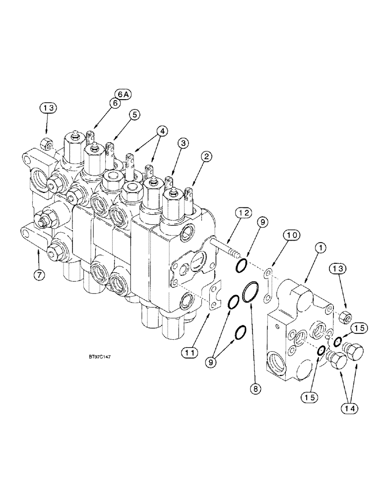 Схема запчастей Case 590SL - (8-89A) - BACKHOE CONTROL VALVES, MODELS WITHOUT EXTENDABLE DIPPER, W/O AUX. HYD. (08) - HYDRAULICS