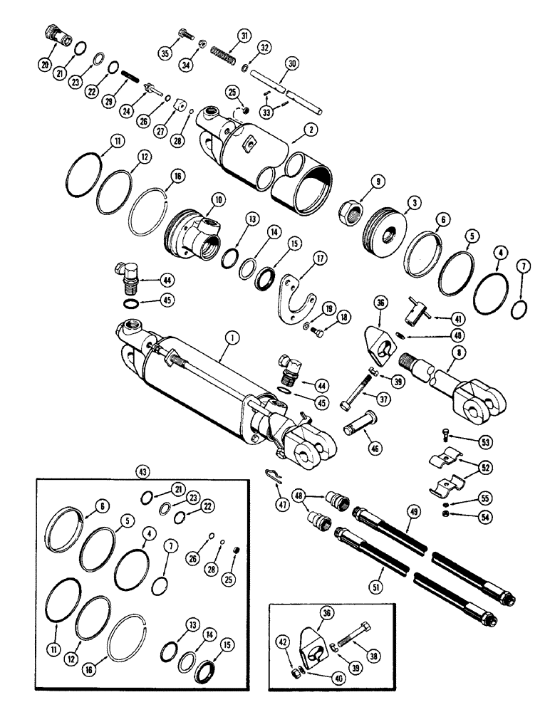 Схема запчастей Case 580 - (155C) - 3-1/4" X 8" REMOTE HYDRAULIC CYLINDER, WITH HYDRAULIC LIMIT STOP CESSNA CYLINDER (35) - HYDRAULIC SYSTEMS