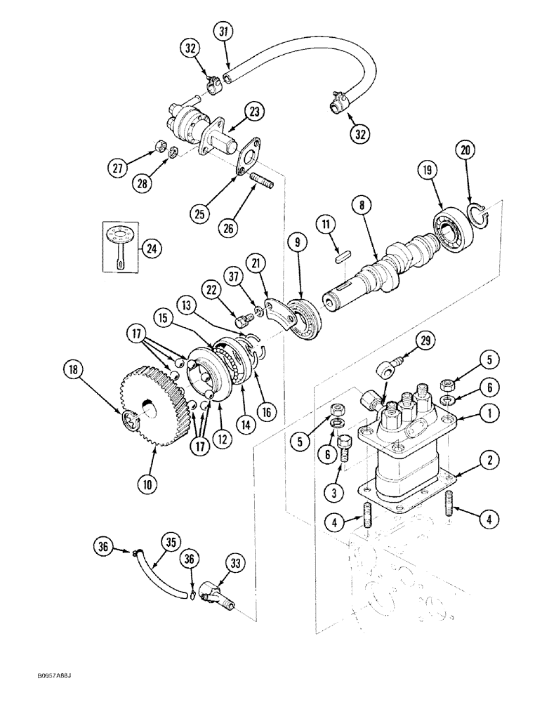 Схема запчастей Case 1818 - (3-14) - INJECTION PUMP DRIVE, DIESEL MODELS (03) - FUEL SYSTEM