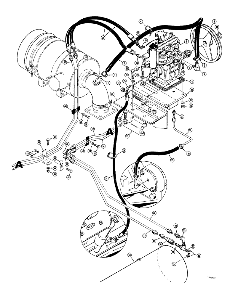 Схема запчастей Case 780 - (236) - BRAKE SYSTEM, MODEL 300 AIR COMPRESSOR AND RESERVOIR (07) - BRAKES