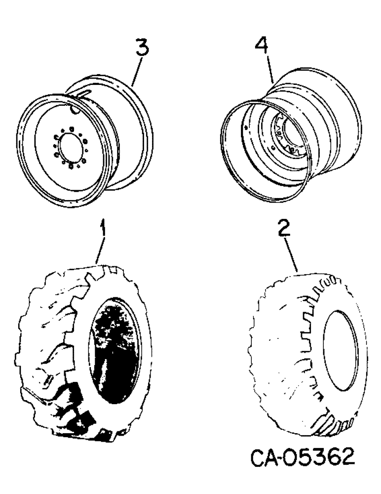 Схема запчастей Case 4125 - (15-1) - WHEELS AND TRACTION, FRT & REAR TIRE & WHEEL ATT (04) - Drive Train