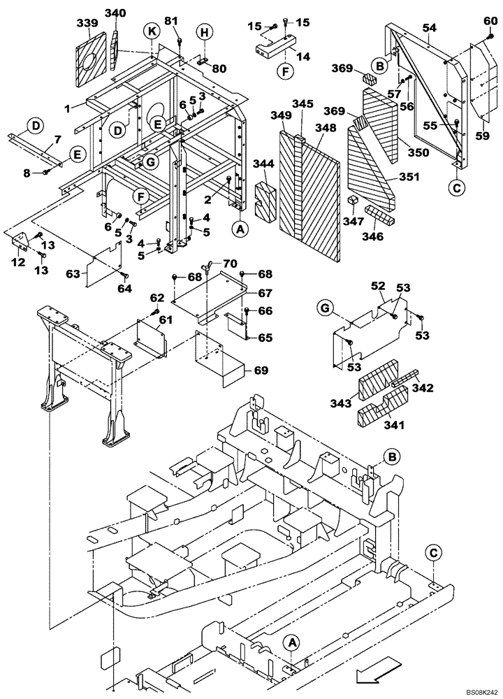 Схема запчастей Case CX800B - (09-79) - COWLING - FRAMEWORK (09) - CHASSIS