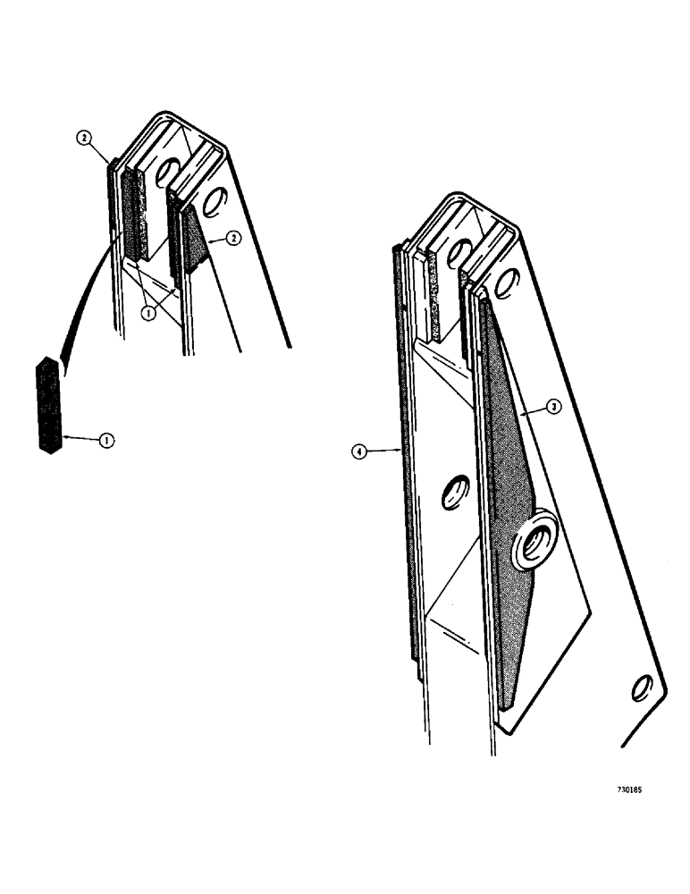 Схема запчастей Case 780 - (518) - D16949 DIPPER ARM REINFORCEMENT KIT, BEFORE TRACTOR SN. 5500550 (09) - CHASSIS/ATTACHMENTS