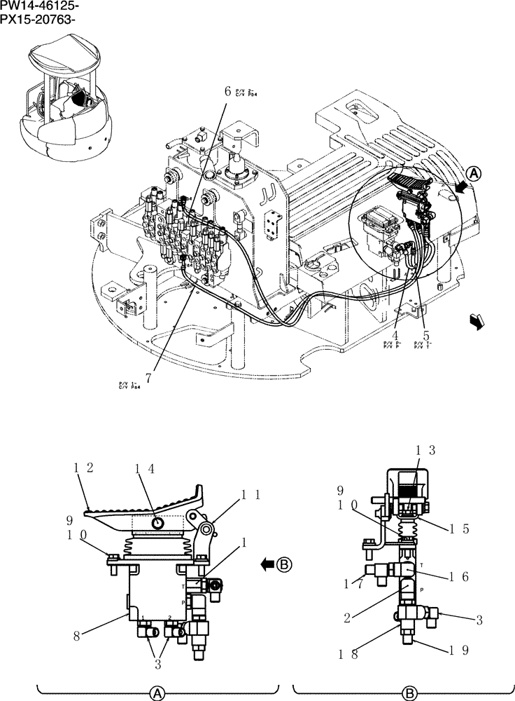 Схема запчастей Case CX36B - (154-72[1]) - CONTROL LINES, REMOTE (NIBBLER & BREAKER, ANGLE DOZER) (05) - SUPERSTRUCTURE