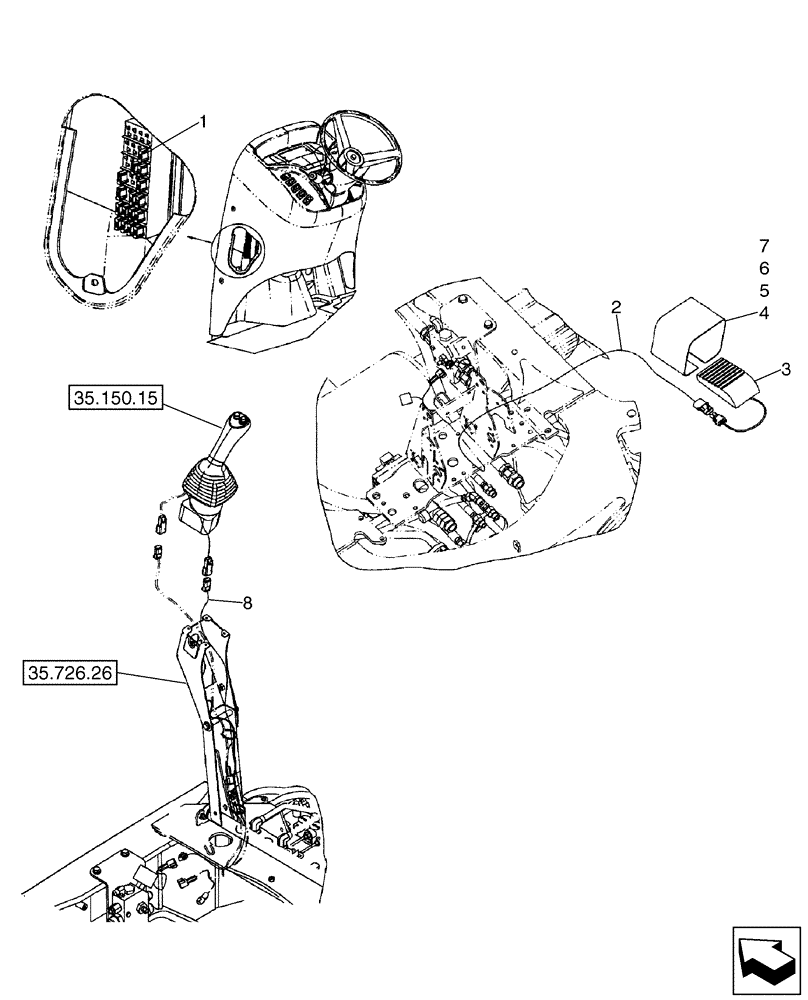 Схема запчастей Case 580SM - (55.512.17) - ELECTRICAL - BACKHOE AUXILIARY HYDRAULIC, UNI-DIRECTIONAL (55) - ELECTRICAL SYSTEMS