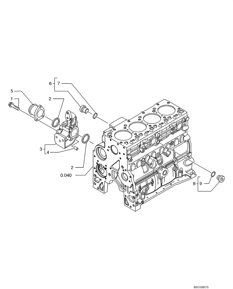 Схема запчастей Case 521D - (0.323[01]) - COOLING SYSTEM - ENGINE (02) - ENGINE