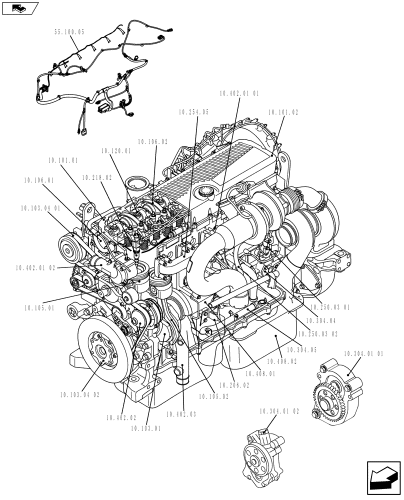 Схема запчастей Case F3DFA613A E002 - (10.000.01[01]) - ENGINE (504384988) (10) - ENGINE